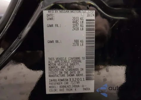 2025 Nissan Altima Sv Awd из США, поврежденный, VIN 1N4BL4DW6SN332011